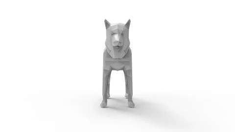 3d rendering of a wolf polygon isolated in white studio background Stock Illustration