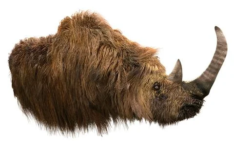 3D Rendering Wolly Rhino on White Stockillustratie