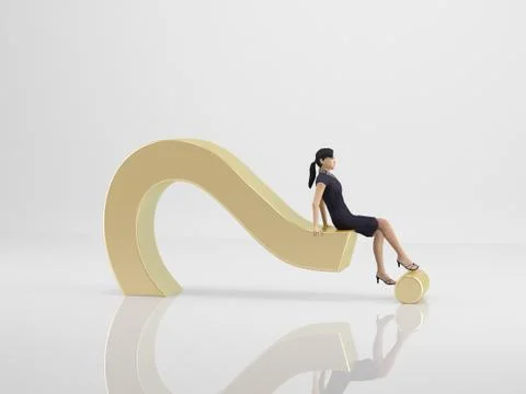3d rendering of a woman asking for help on white Stock Illustration
