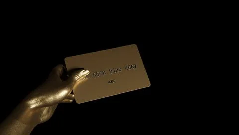 3d rendering of a woman's hands holding a card and making the gesture of paying Illustrazione stock