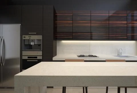 3d rendering Wood kitchen Stock Illustration