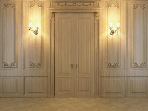 3D rendering wood panels in the interior Stock Illustration