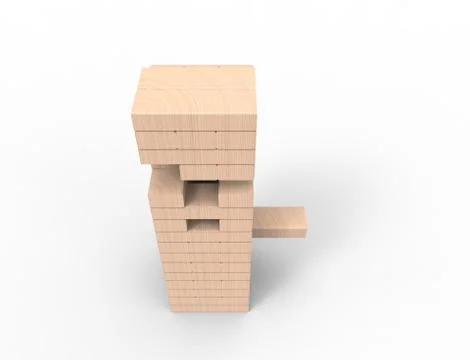 3D rendering of wooden blocks tower game isolated in white background. Stock Illustration