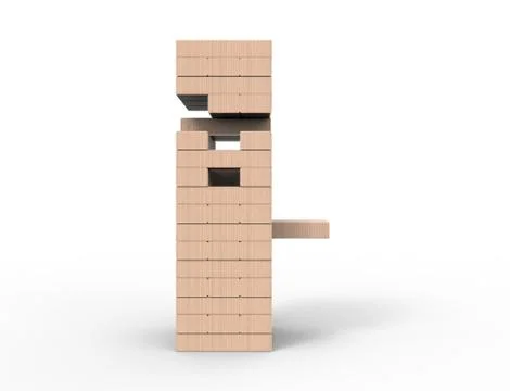 3D rendering of wooden blocks tower game isolated in white background. Stock Illustration