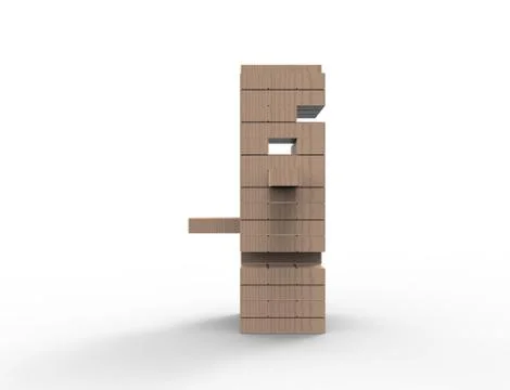 3D rendering of wooden blocks tower game isolated in white background. Stock Illustration