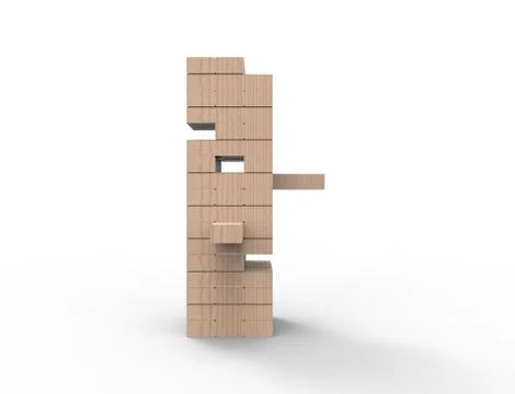 3D rendering of wooden blocks tower game isolated in white background. Stock Illustration