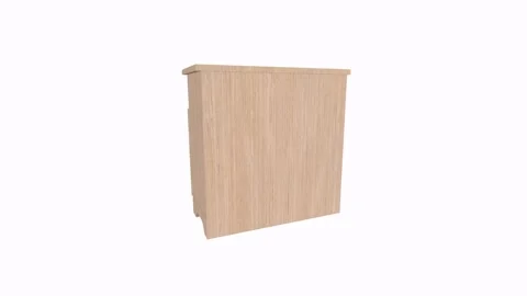 3D rendering of a wooden cabinet with open drawer and door Stock-Footage 287882634
