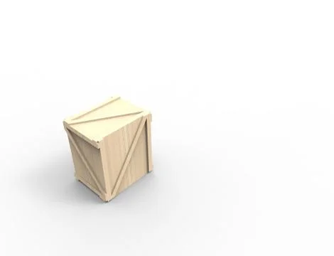 3d rendering of a wooden create isolated in white studio background Stock Illustration