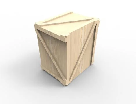 3d rendering of a wooden create isolated in white studio background Stock Illustration
