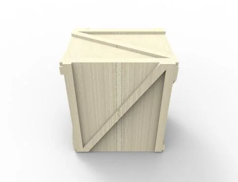 3d rendering of a wooden create isolated in white studio background Stock Illustration
