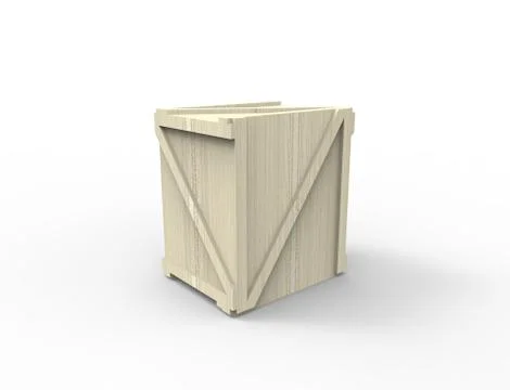 3d rendering of a wooden create isolated in white studio background Stock Illustration