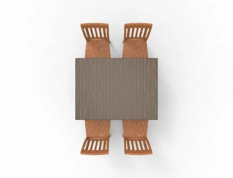 3D rendering of a wooden dinner table with 4 chairs 3D rendering 3D illust... Stock Photos
