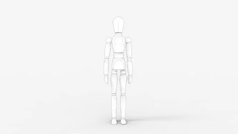 3d rendering of a wooden dummy doll isolated in studio background Illustrazione stock
