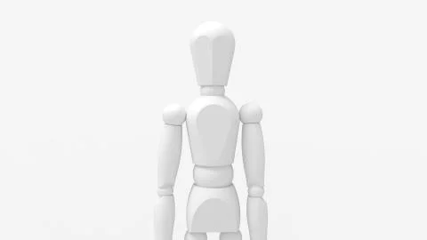 3d rendering of a wooden dummy doll isolated in studio background Illustrazione stock