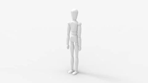 3d rendering of a wooden dummy doll isolated in studio background Illustrazione stock