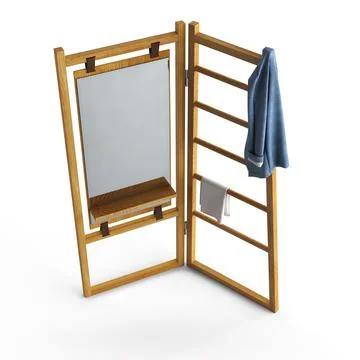 3d rendering of wooden frame with mirror 库存插图