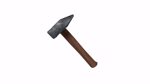 3D rendering of a wooden-handled hammer with a metal head Stock Footage 286148402