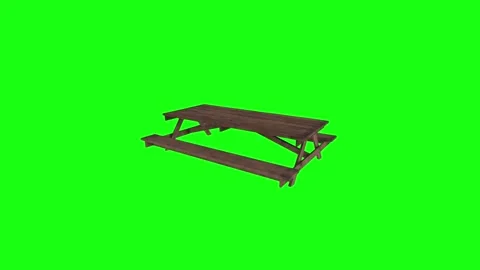 3D rendering of a wooden picnic table on a bright green background 스톡 동영상 303859818
