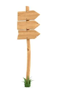 3d rendering of a wooden pole with some grass on it's base and three arrows on Stock Illustration