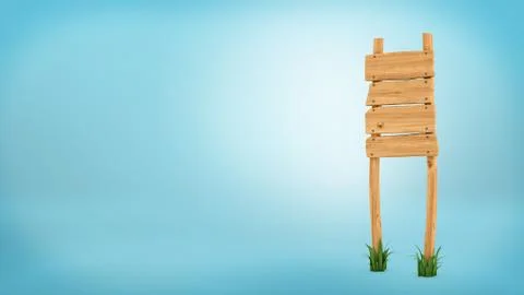 3d rendering of a wooden post with four square boards for information Stock Illustration