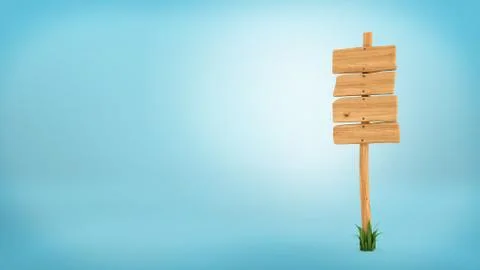 3d rendering of a wooden post with four square boards for information. Stock Illustration
