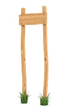 3d rendering of a wooden post with square board for information. Stock Illustration