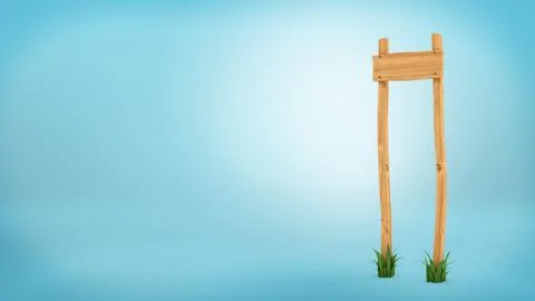 3d rendering of a wooden post with square board for information. イラスト素材