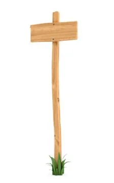 3d rendering of a wooden post with square board for information. Stock Illustration