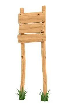 3d rendering of a wooden post with three square boards for information. Stock Illustration