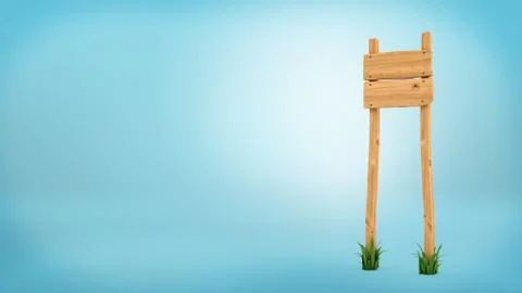 3d rendering of a wooden post with two square boards for information. Stock Illustration