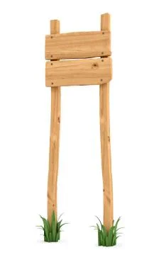3d rendering of a wooden post with two square boards for information. Stock-Illustration
