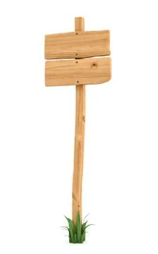 3d rendering of a wooden post with two square boards for information. Stock Illustration