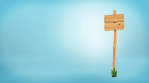 3d rendering of a wooden post with two square boards for information. Stock Illustration