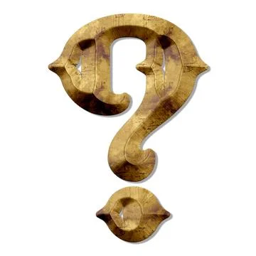 3D rendering of a wooden question mark isolated on a white background Stock Illustration