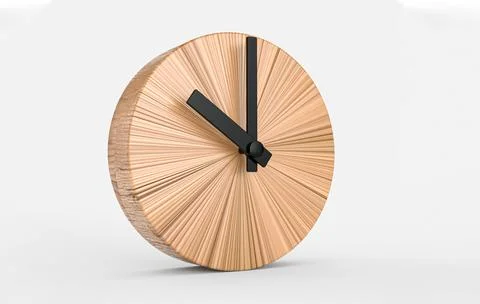 3d rendering of a wooden round wall clock isolated on a white background Stock Illustration