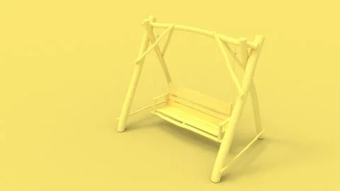 3d rendering of a wooden swing bench isolated in studio background Stock Illustration