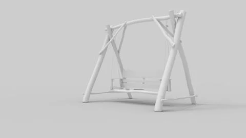 3d rendering of a wooden swing bench isolated in studio background Stock Illustration