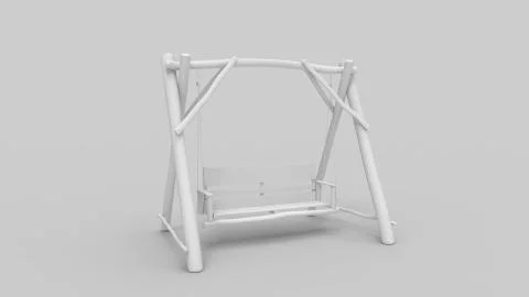3d rendering of a wooden swing bench isolated in studio background Stock Illustration