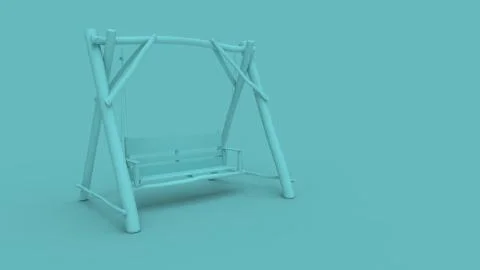 3d rendering of a wooden swing bench isolated in studio background Stock Illustration