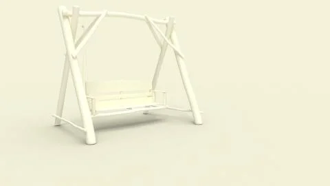 3d rendering of a wooden swing bench isolated in studio background Stock Illustration