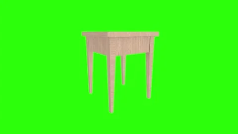 3D rendering of a wooden table on a green background in a simple style Stock Footage 287882700