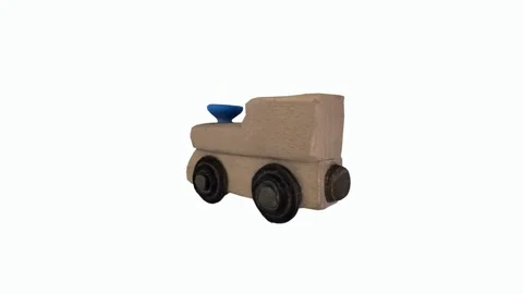 3D rendering of a wooden toy train with colorful details Stock Footage 303594598