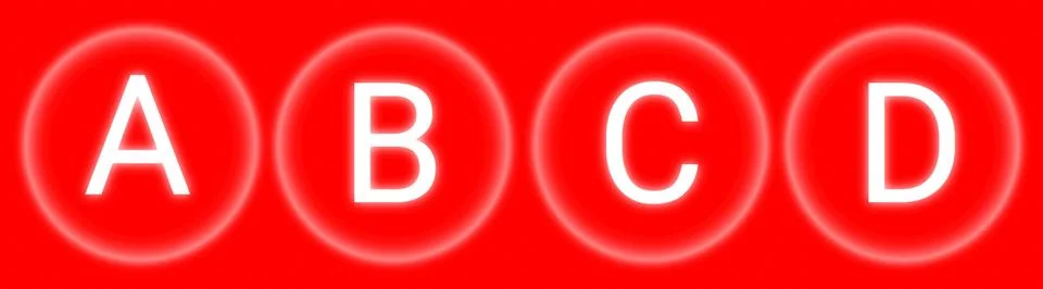3D rendering of the word ABCD on a red background Stock-Illustration
