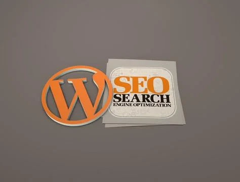 3d rendering of the Wordpress Logo and wordpress Background Design Stock Illustration