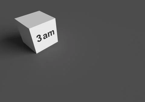 3D RENDERING WORDS 3 am ON WHITE CUBE Stock Illustration
