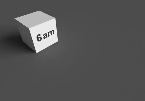 3D RENDERING WORDS 6 am ON WHITE CUBE Stock Illustration