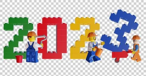 3D rendering Worker setup 2023 Happy New Year 스톡 사진