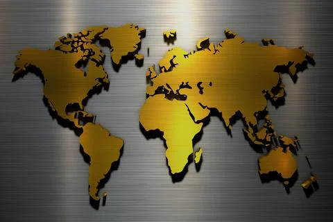 3D rendering world map close up Stock Illustration