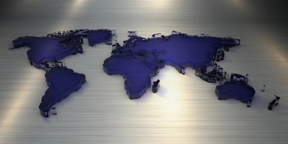 3D rendering world map close up Stock Illustration