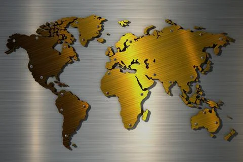 3D rendering world map close up Stock Illustration